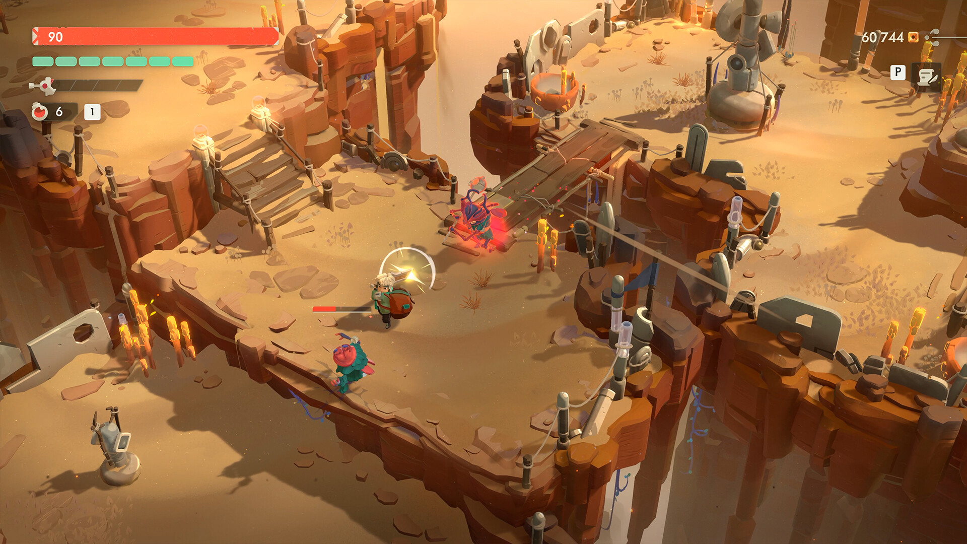 Moonlighter 2 screenshot showing a colorful dungeon combat scene.